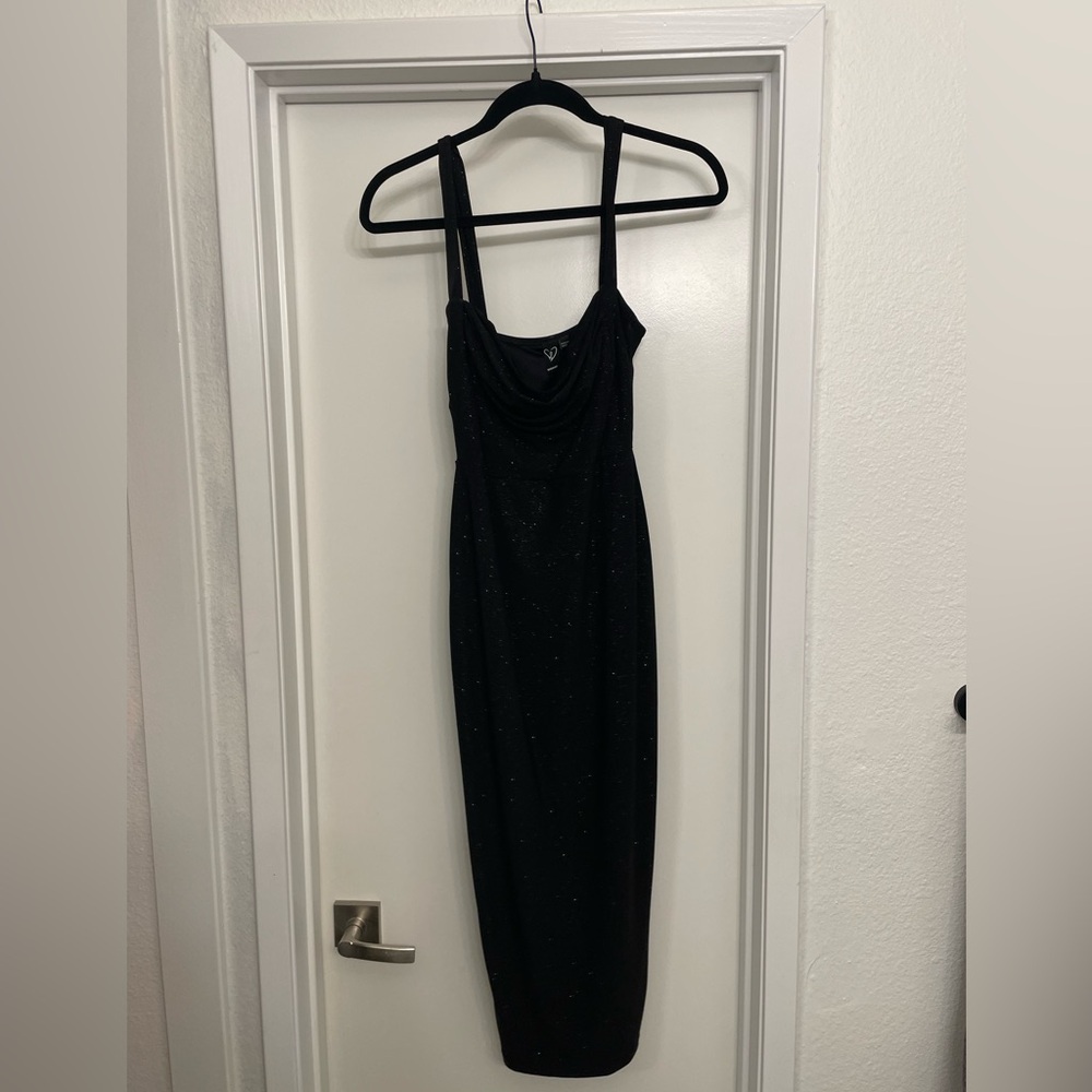 Windsor Black Glittery Midi Cocktail Dress